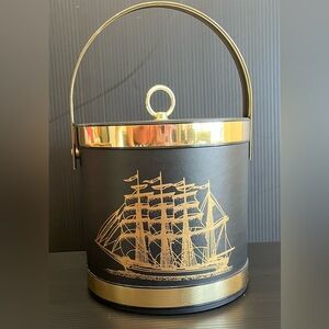 1960’s Black and Gold Elegant Shelton Ware Nautical/Ship Ice Bucket